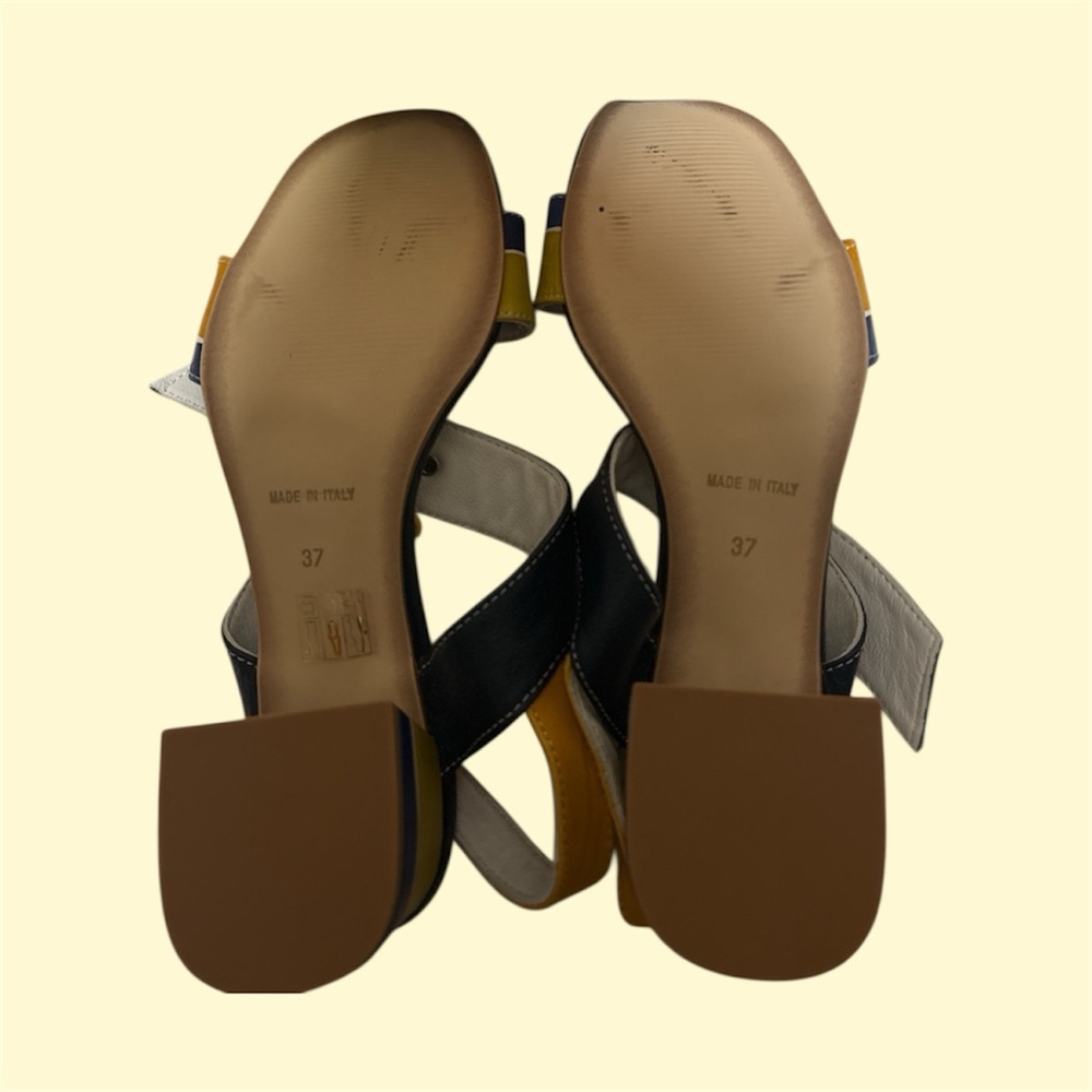 ASTORE VENEZIA Colorblock Leather Sandals, 37 EU & Floral Accent Crossbody Bag. - Picture 7 of 7